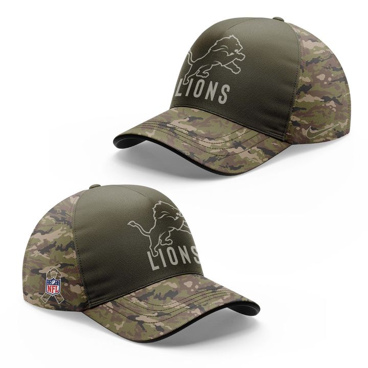 Men's Detroit Lions Olive/Camo 2025 Salute to Service Sideline Hoodie