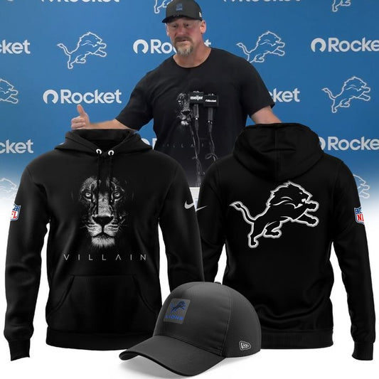Dan Campbell Detroit Lions Villlain 2025 Limited Hoodie Black V1